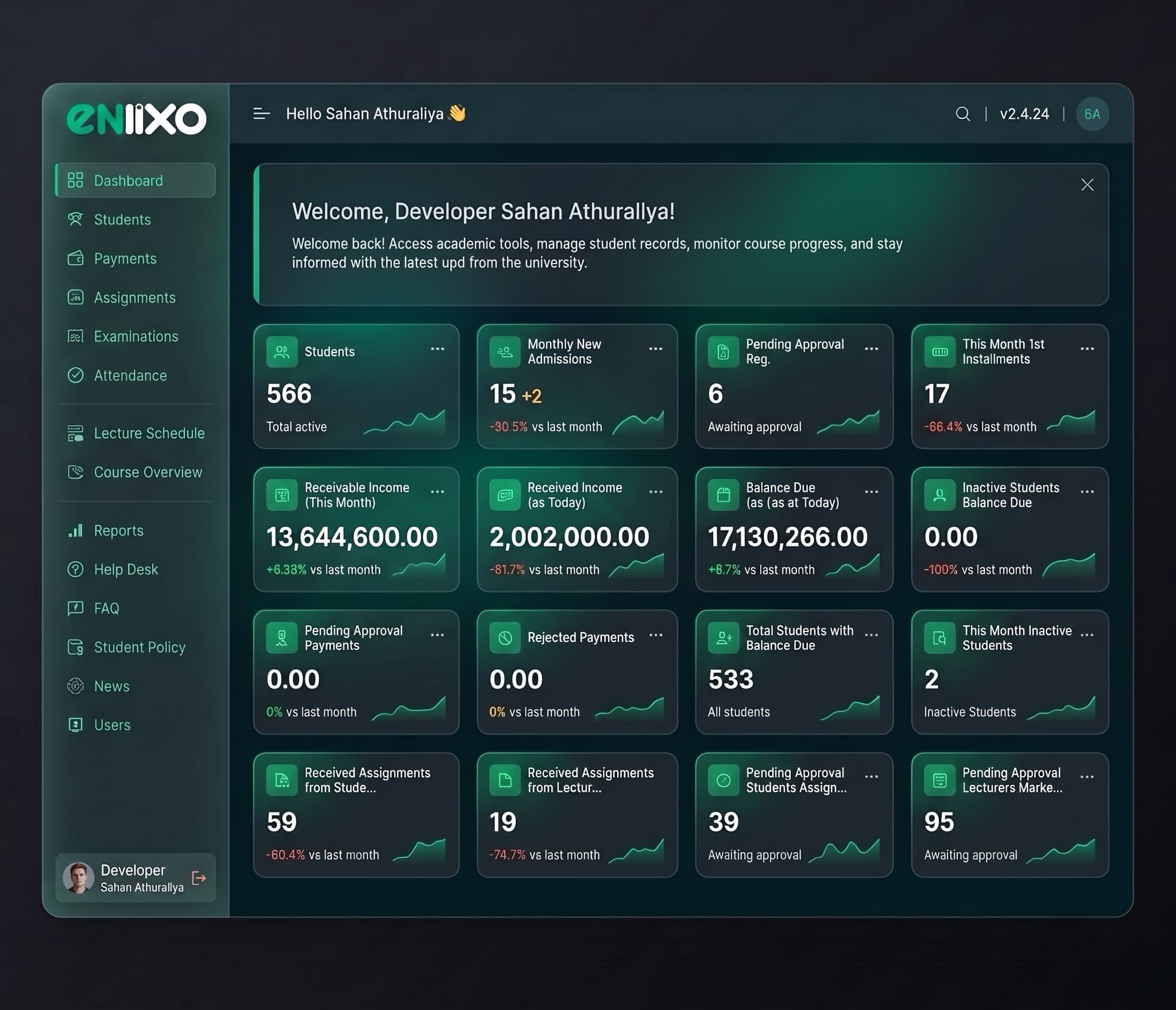 ENLIXO Dashboard — Unified educational institution management platform
